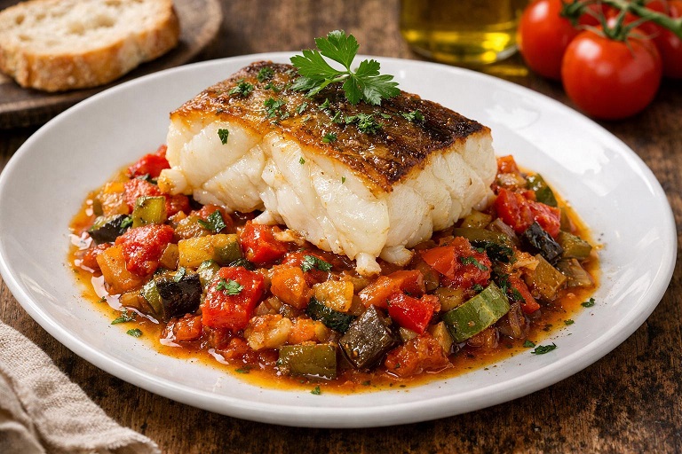 Bacalao con pisto